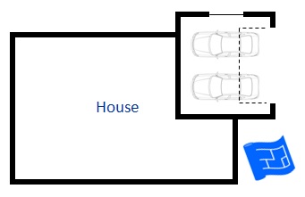 garage within house towards back side facing