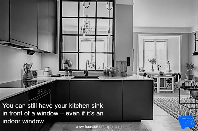 indoor windows kitchen sink in front of indoor window