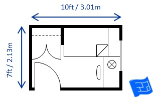 bedroom size for twin/single bed sized to code 7 x 10